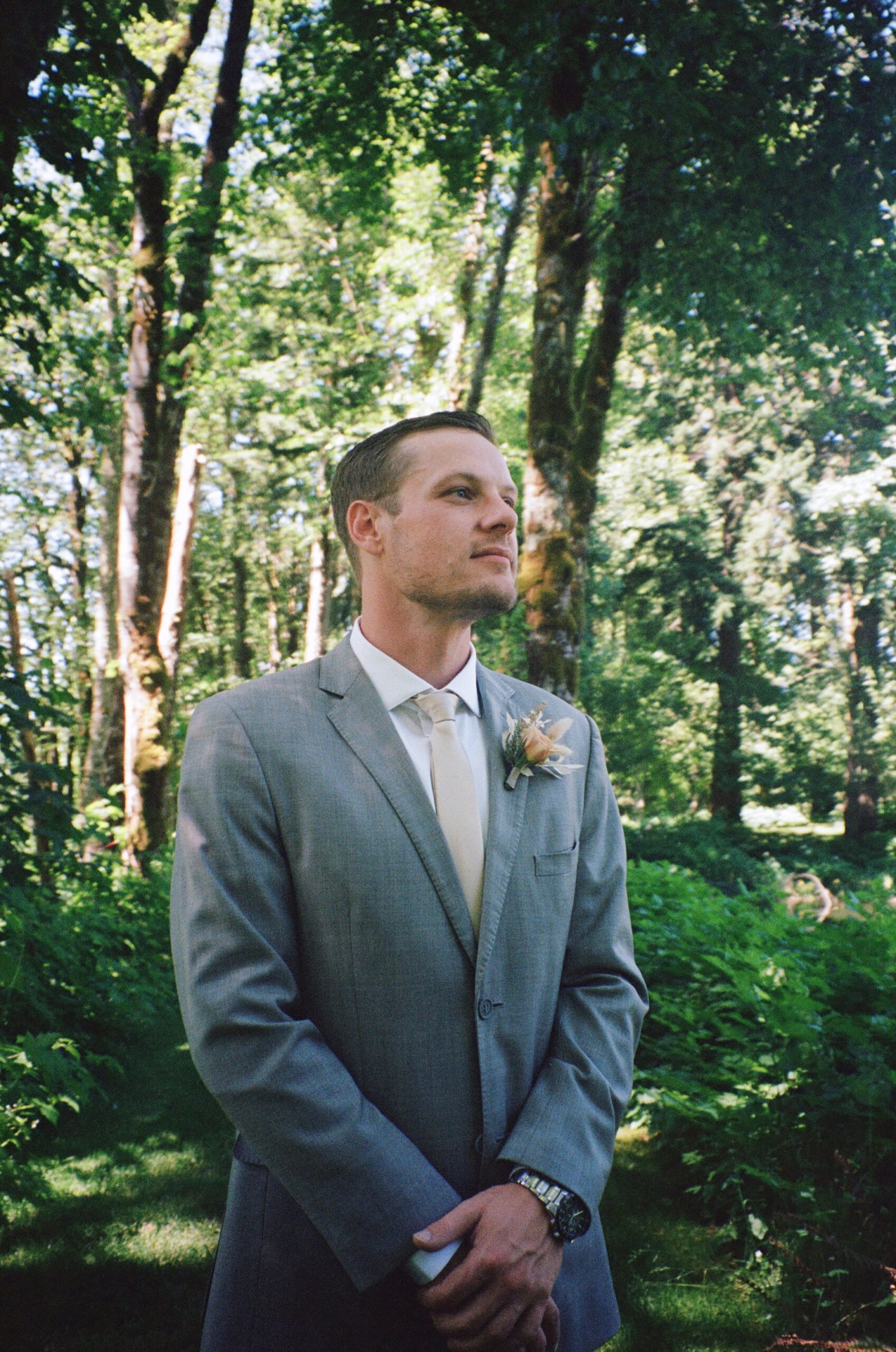 groom photo from wedding photoshoot. Oregon film photographers for weddings and engagements