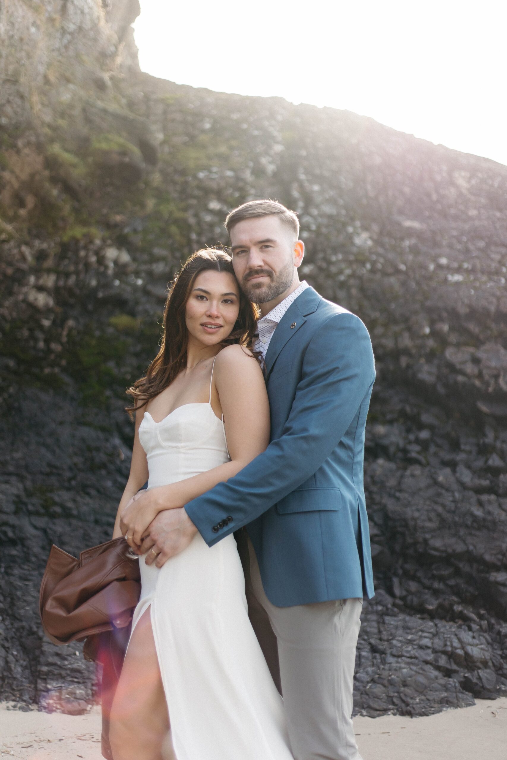  Oregon coast elopement, film photography, arch cape, candids, couple portraits 